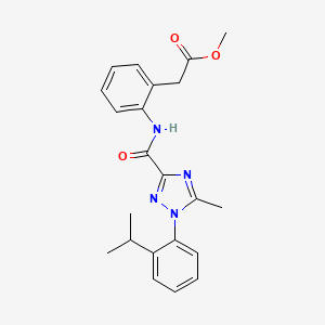 molecular formula C22H24N4O3 B7669670 Methyl 2-[2-[[5-methyl-1-(2-propan-2-ylphenyl)-1,2,4-triazole-3-carbonyl]amino]phenyl]acetate 