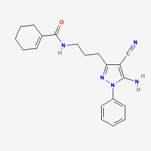 molecular formula C20H23N5O B7670004 N-[3-(5-amino-4-cyano-1-phenylpyrazol-3-yl)propyl]cyclohexene-1-carboxamide 