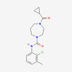 molecular formula C17H22ClN3O2 B7670009 N-(2-chloro-3-methylphenyl)-4-(cyclopropanecarbonyl)-1,4-diazepane-1-carboxamide 