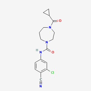 molecular formula C17H19ClN4O2 B7670010 N-(3-chloro-4-cyanophenyl)-4-(cyclopropanecarbonyl)-1,4-diazepane-1-carboxamide 