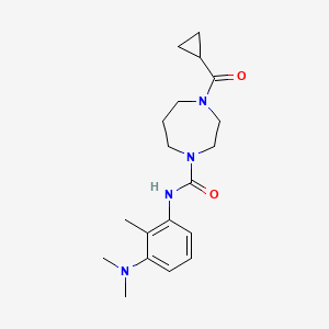 molecular formula C19H28N4O2 B7670253 4-(cyclopropanecarbonyl)-N-[3-(dimethylamino)-2-methylphenyl]-1,4-diazepane-1-carboxamide 