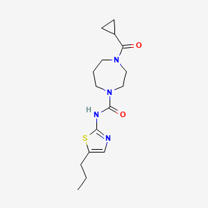 molecular formula C16H24N4O2S B7670261 4-(cyclopropanecarbonyl)-N-(5-propyl-1,3-thiazol-2-yl)-1,4-diazepane-1-carboxamide 