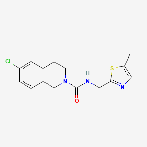 molecular formula C15H16ClN3OS B7670408 6-chloro-N-[(5-methyl-1,3-thiazol-2-yl)methyl]-3,4-dihydro-1H-isoquinoline-2-carboxamide 