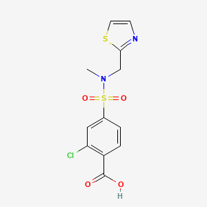 molecular formula C12H11ClN2O4S2 B7670467 2-Chloro-4-[methyl(1,3-thiazol-2-ylmethyl)sulfamoyl]benzoic acid 
