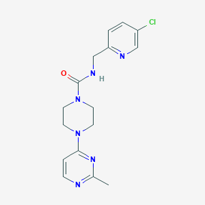 molecular formula C16H19ClN6O B7670513 N-[(5-chloropyridin-2-yl)methyl]-4-(2-methylpyrimidin-4-yl)piperazine-1-carboxamide 