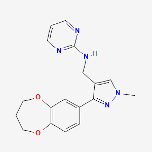 molecular formula C18H19N5O2 B7670553 N-[[3-(3,4-dihydro-2H-1,5-benzodioxepin-7-yl)-1-methylpyrazol-4-yl]methyl]pyrimidin-2-amine 