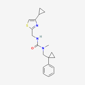 molecular formula C19H23N3OS B7670571 3-[(4-Cyclopropyl-1,3-thiazol-2-yl)methyl]-1-methyl-1-[(1-phenylcyclopropyl)methyl]urea 