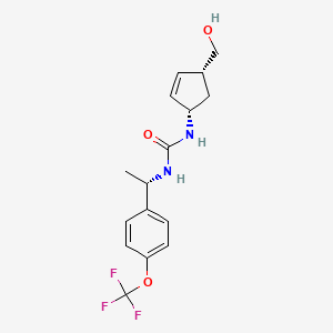 molecular formula C16H19F3N2O3 B7670644 1-[(1S,4R)-4-(hydroxymethyl)cyclopent-2-en-1-yl]-3-[(1S)-1-[4-(trifluoromethoxy)phenyl]ethyl]urea 