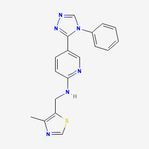 molecular formula C18H16N6S B7670715 N-[(4-methyl-1,3-thiazol-5-yl)methyl]-5-(4-phenyl-1,2,4-triazol-3-yl)pyridin-2-amine 