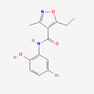 molecular formula C13H13BrN2O3 B7670724 N-(5-bromo-2-hydroxyphenyl)-5-ethyl-3-methyl-1,2-oxazole-4-carboxamide 