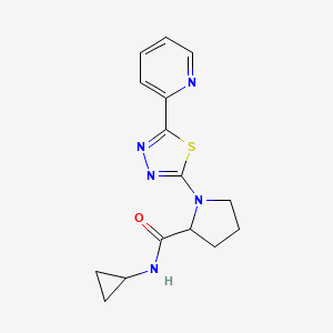 molecular formula C15H17N5OS B7670764 N-cyclopropyl-1-(5-pyridin-2-yl-1,3,4-thiadiazol-2-yl)pyrrolidine-2-carboxamide 