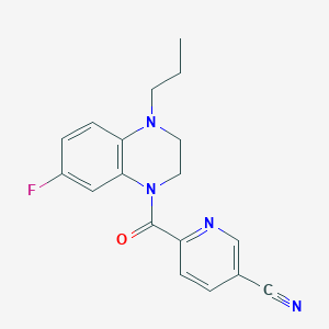 molecular formula C18H17FN4O B7671195 6-(7-Fluoro-4-propyl-2,3-dihydroquinoxaline-1-carbonyl)pyridine-3-carbonitrile 