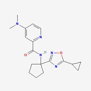 molecular formula C18H23N5O2 B7671287 N-[1-(5-cyclopropyl-1,2,4-oxadiazol-3-yl)cyclopentyl]-4-(dimethylamino)pyridine-2-carboxamide 