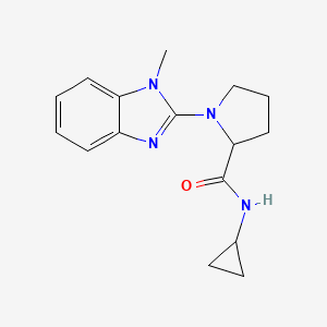 molecular formula C16H20N4O B7671375 N-cyclopropyl-1-(1-methylbenzimidazol-2-yl)pyrrolidine-2-carboxamide 
