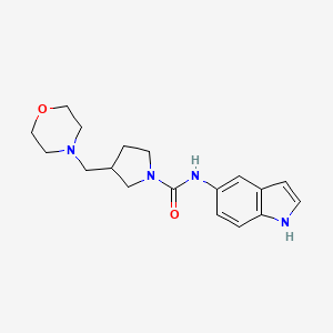 molecular formula C18H24N4O2 B7671430 N-(1H-indol-5-yl)-3-(morpholin-4-ylmethyl)pyrrolidine-1-carboxamide 