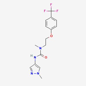 molecular formula C15H17F3N4O2 B7671451 1-Methyl-3-(1-methylpyrazol-4-yl)-1-[2-[4-(trifluoromethyl)phenoxy]ethyl]urea 
