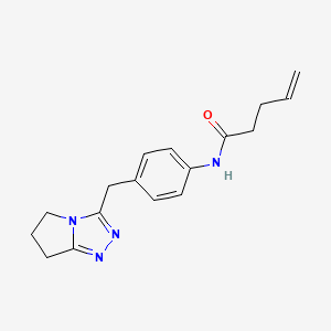 molecular formula C17H20N4O B7671551 N-[4-(6,7-dihydro-5H-pyrrolo[2,1-c][1,2,4]triazol-3-ylmethyl)phenyl]pent-4-enamide 