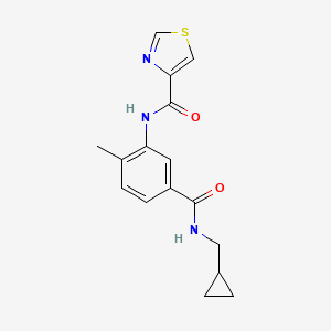 molecular formula C16H17N3O2S B7671715 N-[5-(cyclopropylmethylcarbamoyl)-2-methylphenyl]-1,3-thiazole-4-carboxamide 