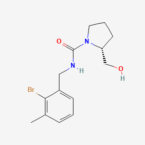 molecular formula C14H19BrN2O2 B7671983 (2R)-N-[(2-bromo-3-methylphenyl)methyl]-2-(hydroxymethyl)pyrrolidine-1-carboxamide 