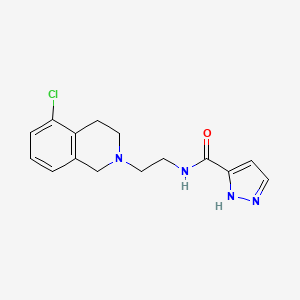 molecular formula C15H17ClN4O B7672504 N-[2-(5-chloro-3,4-dihydro-1H-isoquinolin-2-yl)ethyl]-1H-pyrazole-5-carboxamide 