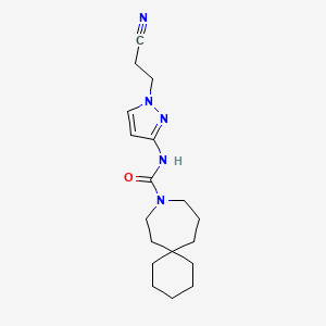 molecular formula C18H27N5O B7672738 N-[1-(2-cyanoethyl)pyrazol-3-yl]-9-azaspiro[5.6]dodecane-9-carboxamide 
