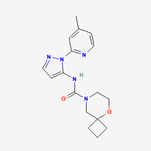 molecular formula C17H21N5O2 B7672895 N-[2-(4-methylpyridin-2-yl)pyrazol-3-yl]-5-oxa-8-azaspiro[3.5]nonane-8-carboxamide 