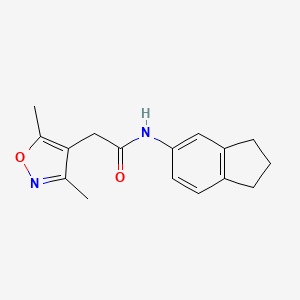 molecular formula C16H18N2O2 B7672972 N-(2,3-dihydro-1H-inden-5-yl)-2-(3,5-dimethyl-1,2-oxazol-4-yl)acetamide 