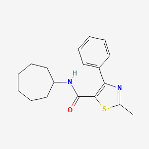 molecular formula C18H22N2OS B7673007 N-cycloheptyl-2-methyl-4-phenyl-1,3-thiazole-5-carboxamide 