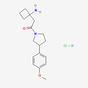 molecular formula C17H25ClN2O2 B7673752 2-(1-Aminocyclobutyl)-1-[3-(4-methoxyphenyl)pyrrolidin-1-yl]ethanone;hydrochloride 