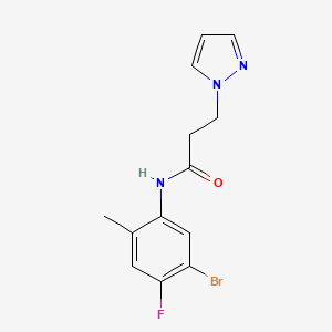 molecular formula C13H13BrFN3O B7673791 N-(5-bromo-4-fluoro-2-methylphenyl)-3-pyrazol-1-ylpropanamide 