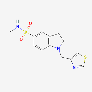 molecular formula C13H15N3O2S2 B7674158 N-methyl-1-(1,3-thiazol-4-ylmethyl)-2,3-dihydroindole-5-sulfonamide 