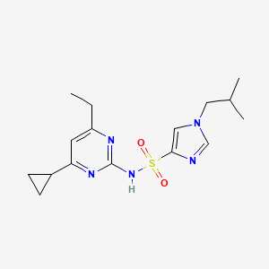 molecular formula C16H23N5O2S B7674293 N-(4-cyclopropyl-6-ethylpyrimidin-2-yl)-1-(2-methylpropyl)imidazole-4-sulfonamide 