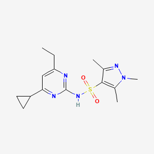 molecular formula C15H21N5O2S B7674333 N-(4-cyclopropyl-6-ethylpyrimidin-2-yl)-1,3,5-trimethylpyrazole-4-sulfonamide 