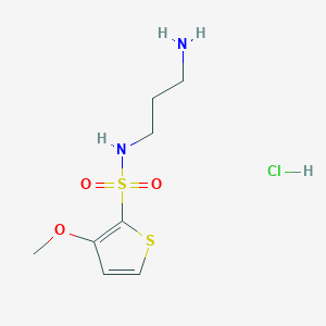 molecular formula C8H15ClN2O3S2 B7674379 N-(3-aminopropyl)-3-methoxythiophene-2-sulfonamide;hydrochloride 