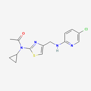 molecular formula C14H15ClN4OS B7674492 N-[4-[[(5-chloropyridin-2-yl)amino]methyl]-1,3-thiazol-2-yl]-N-cyclopropylacetamide 