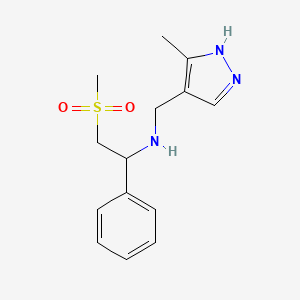 molecular formula C14H19N3O2S B7674913 N-[(5-methyl-1H-pyrazol-4-yl)methyl]-2-methylsulfonyl-1-phenylethanamine 