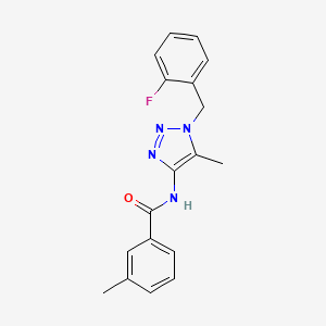 molecular formula C18H17FN4O B7674916 N-[1-[(2-fluorophenyl)methyl]-5-methyltriazol-4-yl]-3-methylbenzamide 