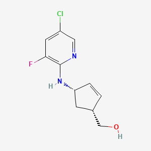 molecular formula C11H12ClFN2O B7675258 [(1R,4S)-4-[(5-chloro-3-fluoropyridin-2-yl)amino]cyclopent-2-en-1-yl]methanol 
