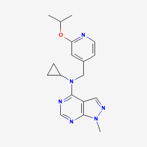 molecular formula C18H22N6O B7675813 N-cyclopropyl-1-methyl-N-[(2-propan-2-yloxypyridin-4-yl)methyl]pyrazolo[3,4-d]pyrimidin-4-amine 