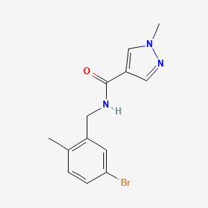 molecular formula C13H14BrN3O B7675940 N-[(5-bromo-2-methylphenyl)methyl]-1-methylpyrazole-4-carboxamide 