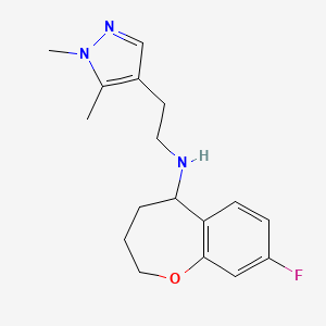 molecular formula C17H22FN3O B7676156 N-[2-(1,5-dimethylpyrazol-4-yl)ethyl]-8-fluoro-2,3,4,5-tetrahydro-1-benzoxepin-5-amine 