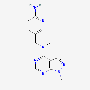 molecular formula C13H15N7 B7676310 N-[(6-aminopyridin-3-yl)methyl]-N,1-dimethylpyrazolo[3,4-d]pyrimidin-4-amine 