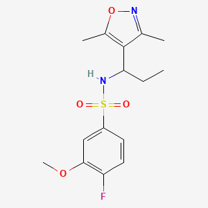 molecular formula C15H19FN2O4S B7677880 N-[1-(3,5-dimethyl-1,2-oxazol-4-yl)propyl]-4-fluoro-3-methoxybenzenesulfonamide 