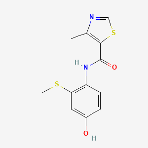 molecular formula C12H12N2O2S2 B7678142 N-(4-hydroxy-2-methylsulfanylphenyl)-4-methyl-1,3-thiazole-5-carboxamide 