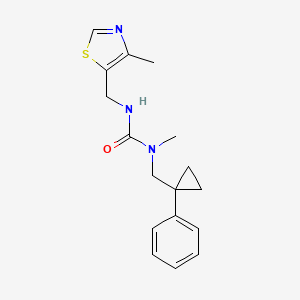 molecular formula C17H21N3OS B7678157 1-Methyl-3-[(4-methyl-1,3-thiazol-5-yl)methyl]-1-[(1-phenylcyclopropyl)methyl]urea 