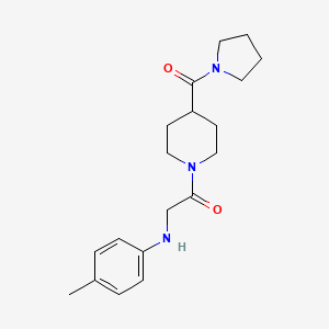 molecular formula C19H27N3O2 B7678333 2-(4-Methylanilino)-1-[4-(pyrrolidine-1-carbonyl)piperidin-1-yl]ethanone 