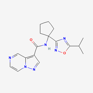 molecular formula C17H20N6O2 B7678436 N-[1-(5-propan-2-yl-1,2,4-oxadiazol-3-yl)cyclopentyl]pyrazolo[1,5-a]pyrazine-3-carboxamide 