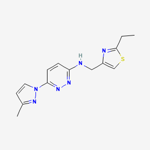molecular formula C14H16N6S B7678461 N-[(2-ethyl-1,3-thiazol-4-yl)methyl]-6-(3-methylpyrazol-1-yl)pyridazin-3-amine 