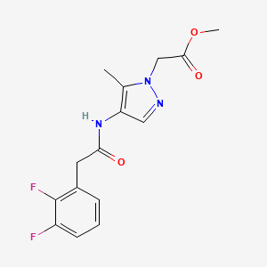 molecular formula C15H15F2N3O3 B7678556 Methyl 2-[4-[[2-(2,3-difluorophenyl)acetyl]amino]-5-methylpyrazol-1-yl]acetate 