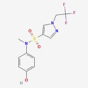molecular formula C12H12F3N3O3S B7678687 N-(4-hydroxyphenyl)-N-methyl-1-(2,2,2-trifluoroethyl)pyrazole-4-sulfonamide 
